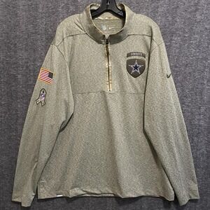 Dallas Cowboys Salute To Service 1/4 Zip Pullover Mens XXL Green Nike Dri Fit
